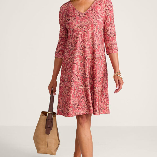 Santiago Gaia Paisley ¾ Slv Short Dress