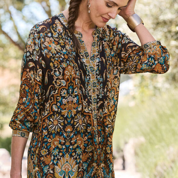 Makara Scroll Print Tunic And Tank
