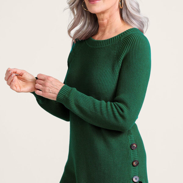 Shaker Side Button Tunic Sweater