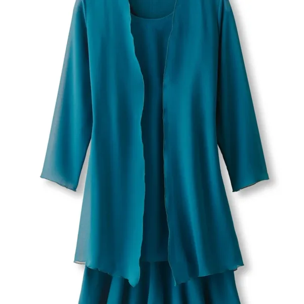 Marina Chiffon S/L Dress And Topper