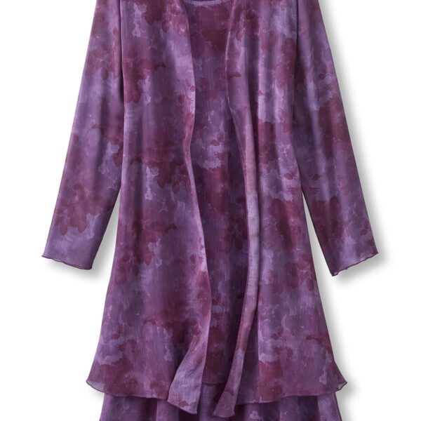 Marina Floral Chiffon S/L Dress And Topper